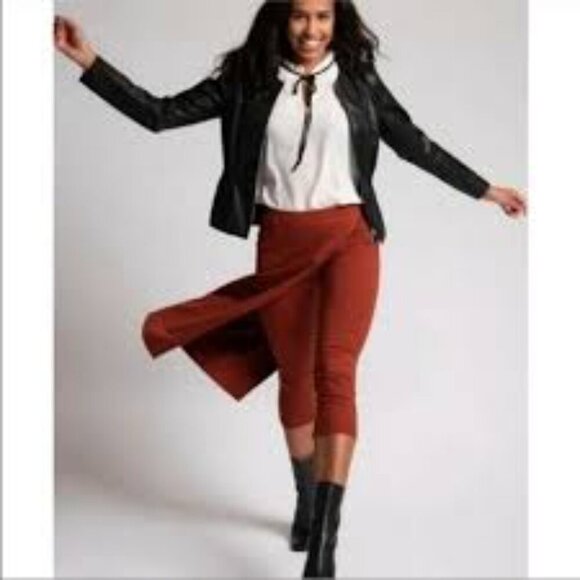 ✅ Betabrand Sassiest Pants Crop Skirt Rust Orange Small Tall - Picture 1 of 8